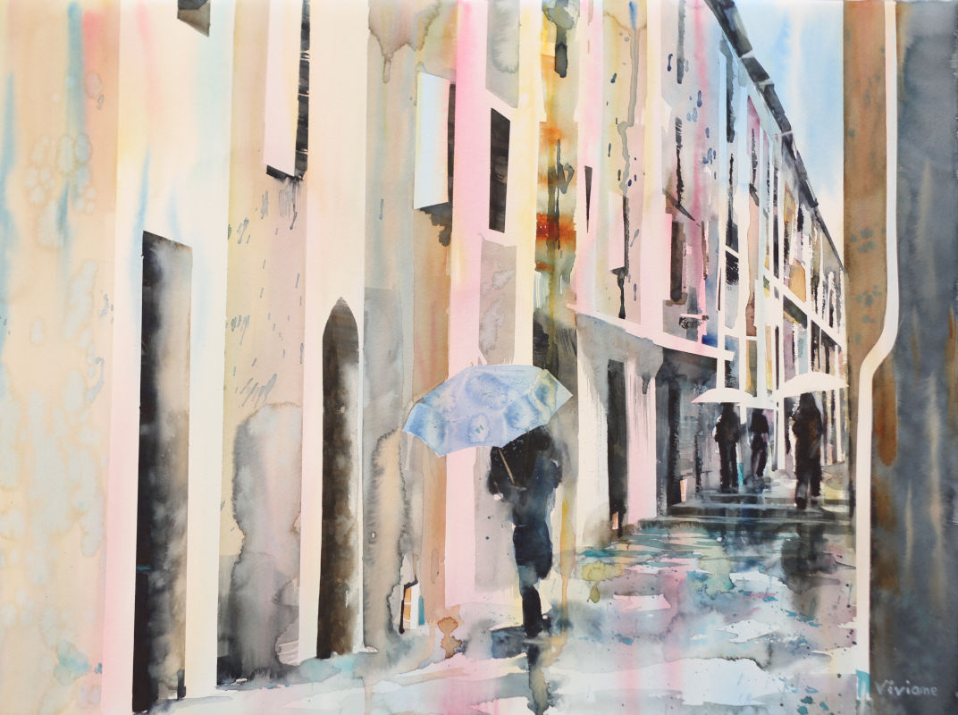 peinture aquarelle scène de vie 